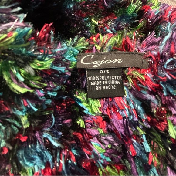 Cejon Shaggy Faux-Fur Scarf Jewel-tone Black Wrap Very Soft 70 Inch - Picture 3 of 7